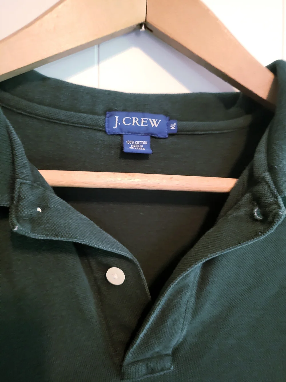 Vintage J. Crew Forest Green Pique Polo Shirt XL 90s Y2K